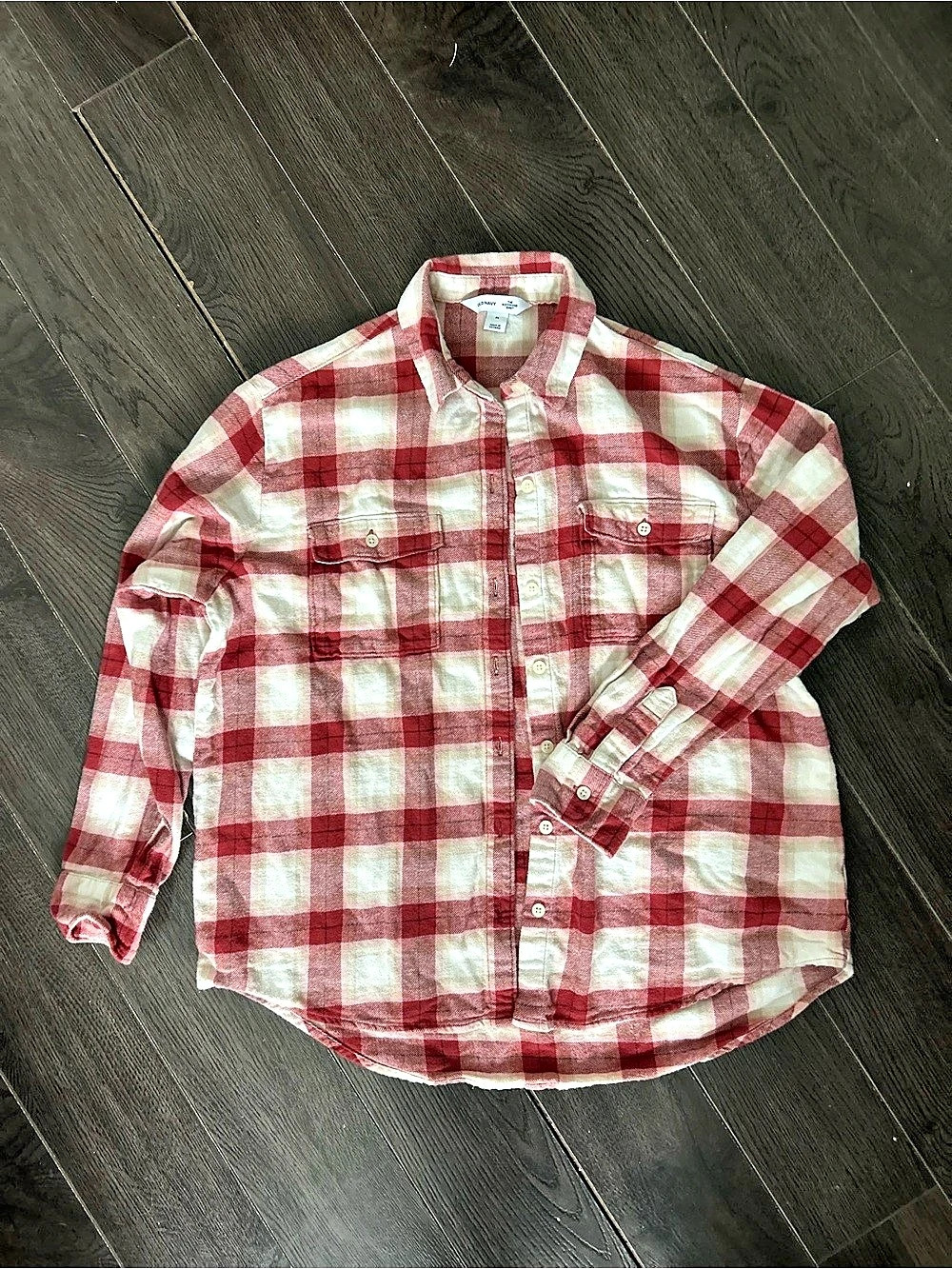 Old Navy The Boyfriend Shirt Flannel Plaid Cotton Button Down, Medium